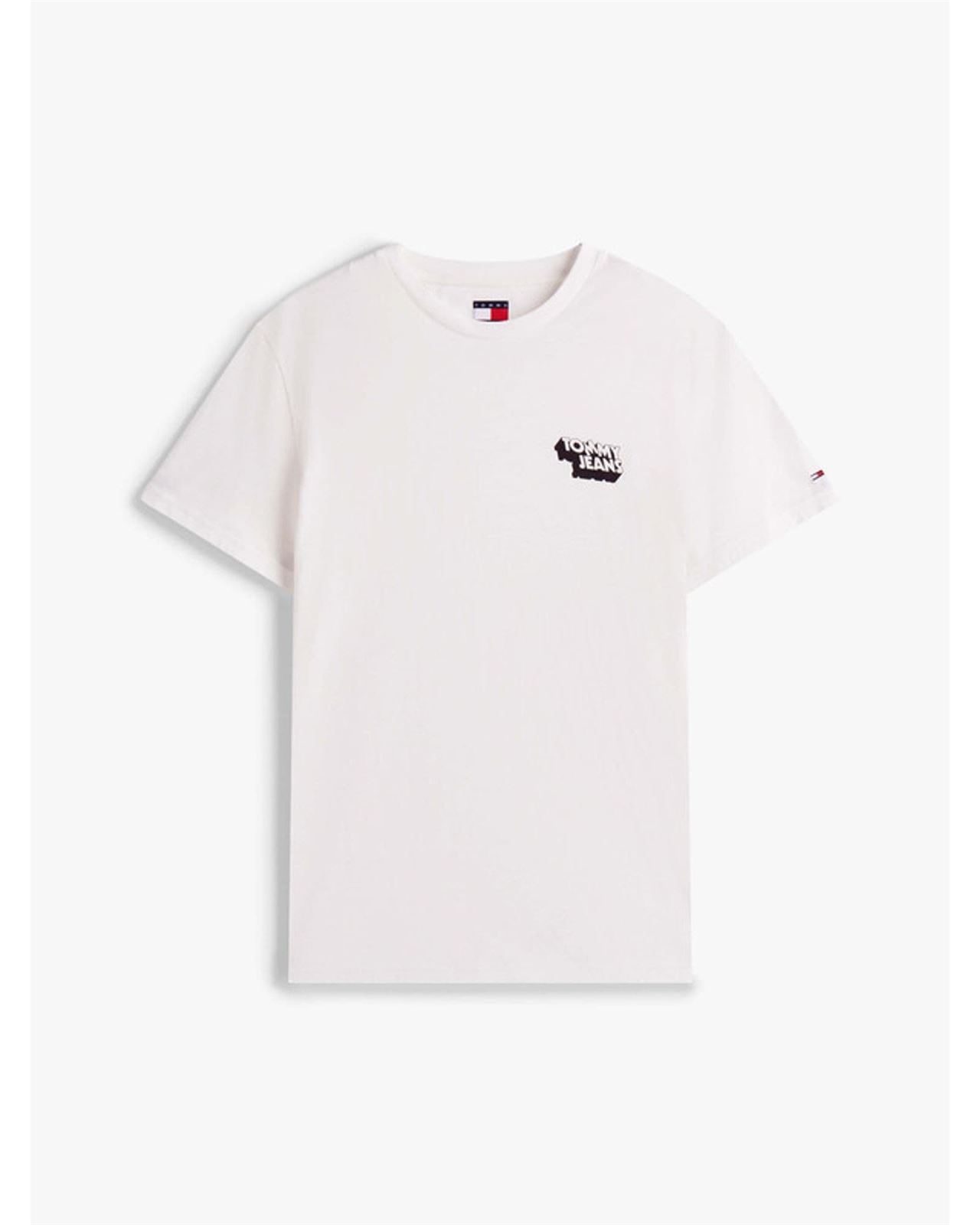 Camiseta Tommy Jeans Tjm Slim Stack Logo Ecru DM0DM21539 YBL - Imagen 5