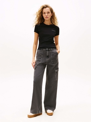 Camiseta Tommy Jeans Tjw Slim Linear SS Tee Ext DW0DW21164 BDS - Imagen 2