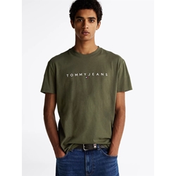 Camiseta verde Tommy Jeans Regular Linear Logo Tee Ext Fatigue Green - Imagen 1
