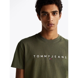 Camiseta verde Tommy Jeans Regular Linear Logo Tee Ext Fatigue Green - Imagen 2