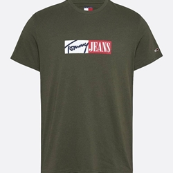 Camiseta Verde Tommy Jeans Tjm Slim ENtry Graphic Tee Ext Fatigue Green DM0DM20365 M12 - Imagen 1