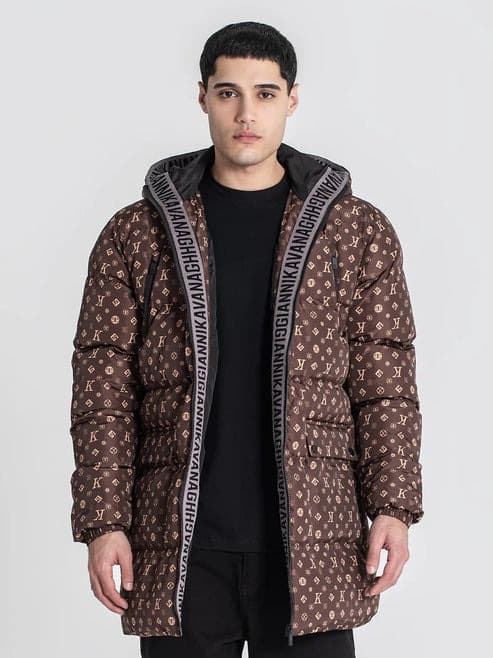 Cazadora Gianni Kavanagh Brown Logomania Puffer Coat GKM006999 - Imagen 1