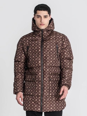 Cazadora Gianni Kavanagh Brown Logomania Puffer Coat GKM006999 - Imagen 2