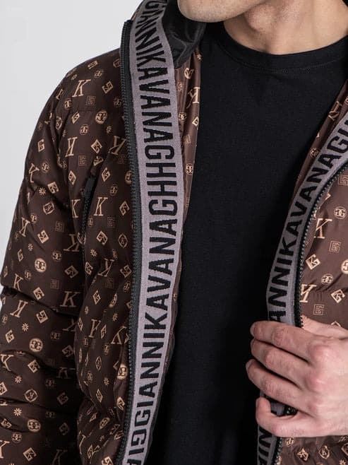 Cazadora Gianni Kavanagh Brown Logomania Puffer Coat GKM006999 - Imagen 3