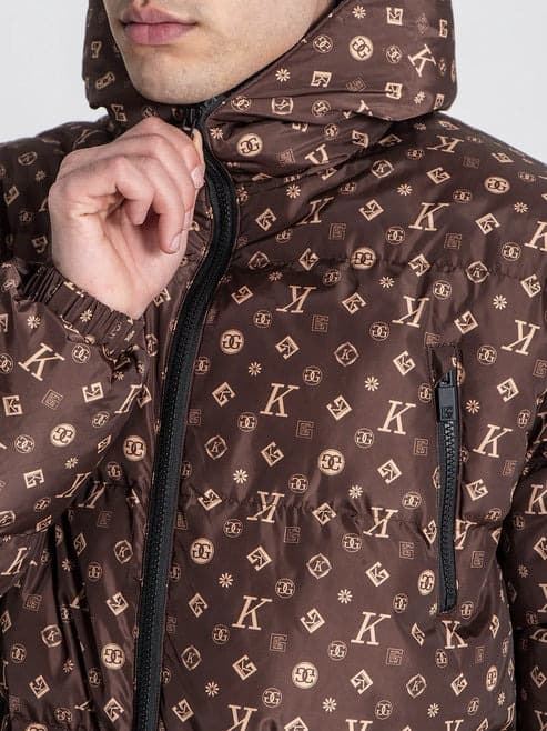 Cazadora Gianni Kavanagh Brown Logomania Puffer Coat GKM006999 - Imagen 4