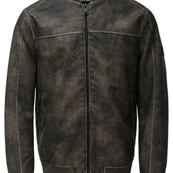 Cazadora Salsa Jeans Hooded Fake Leather Bombe Dark Brown 21010230 930 - Imagen 1