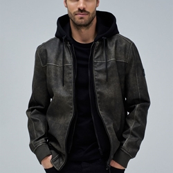 Cazadora Salsa Jeans Hooded Fake Leather Bombe Dark Brown 21010230 930 - Imagen 2