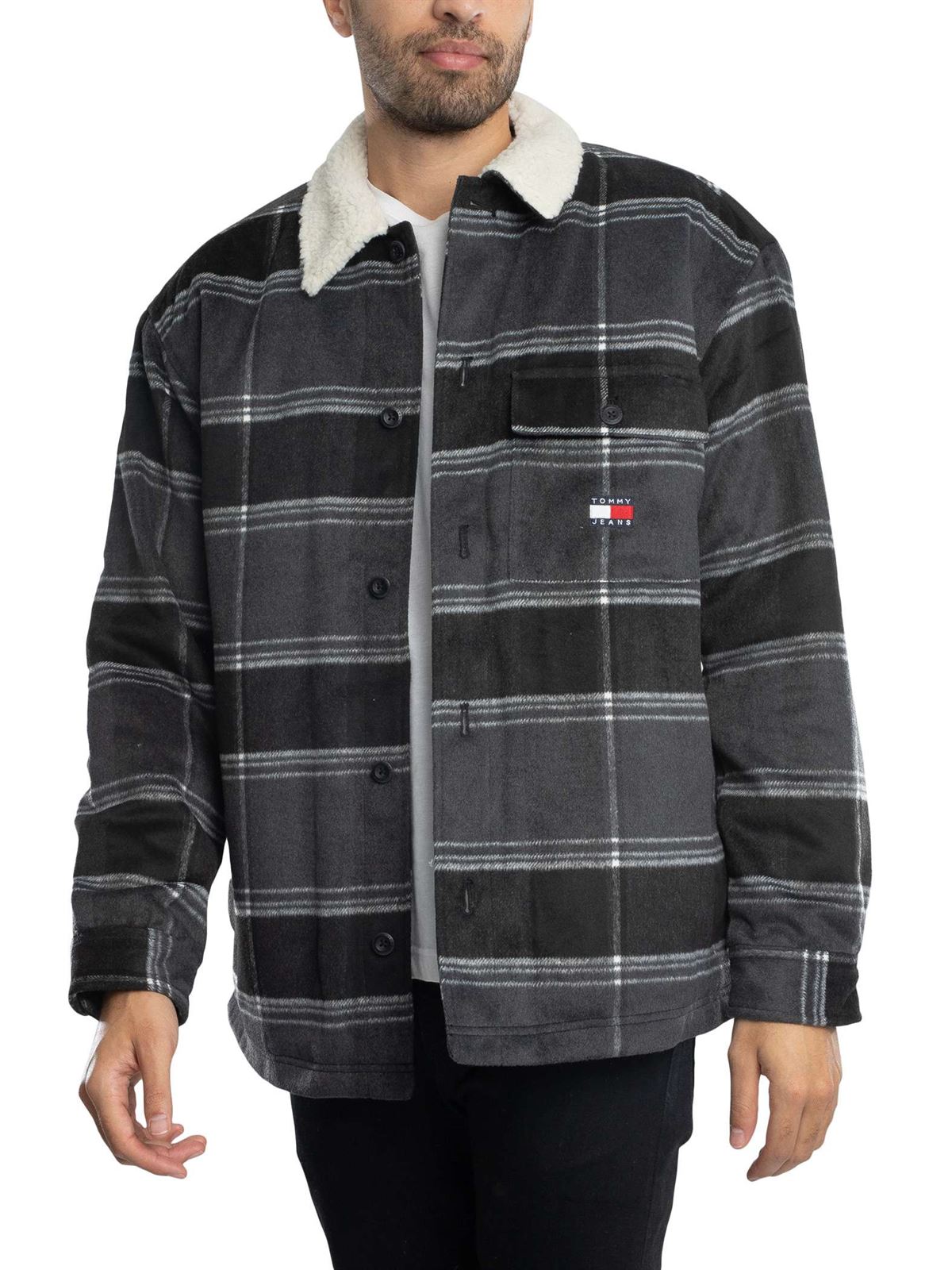 Cazadora Tommy Jeans DM0DM19652 BDS Black Check - Imagen 1
