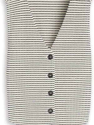 Chaleco-Blusa Tom Tailor White Black Knit Stripe 1051836 40392 - Imagen 1