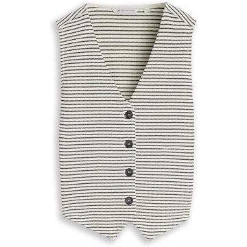 Chaleco-Blusa Tom Tailor White Black Knit Stripe 1051836 40392 - Imagen 1