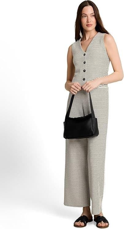 Chaleco-Blusa Tom Tailor White Black Knit Stripe 1051836 40392 - Imagen 2