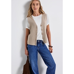 Chaleco Street One Cosy Ribbed Sleeveless Cardiga Morning Beige 254020 17072 - Imagen 1