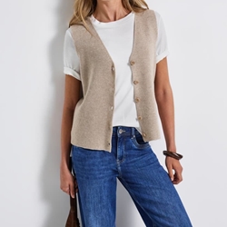 Chaleco Street One Cosy Ribbed Sleeveless Cardiga Morning Beige 254020 17072 - Imagen 1