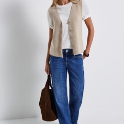 Chaleco Street One Cosy Ribbed Sleeveless Cardiga Morning Beige 254020 17072 - Imagen 2