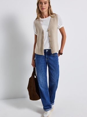 Chaleco Street One Cosy Ribbed Sleeveless Cardiga Morning Beige 254020 17072 - Imagen 2