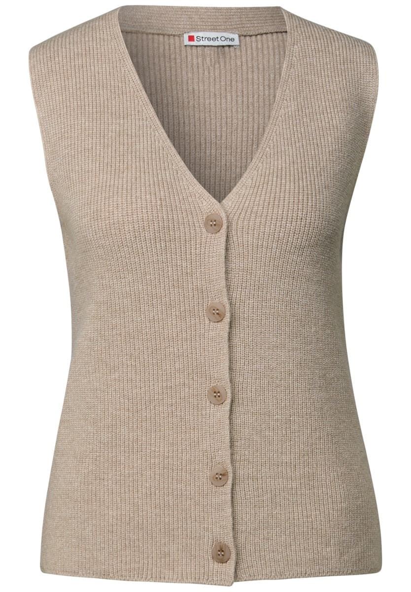 Chaleco Street One Cosy Ribbed Sleeveless Cardiga Morning Beige 254020 17072 - Imagen 4