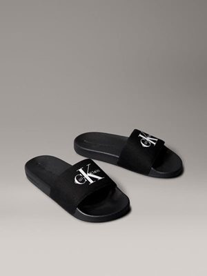 Chanclas CALVIN KLEIN YW0YW01967 0GM Slide Monogram Wn Logo CK Black/Bright White - Imagen 1