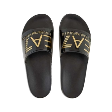 Chanclas EA7 Emporio Armani 7X000108 AF15118 PC001 shiny black/gold - Imagen 1