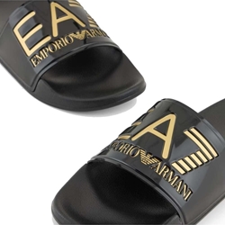 Chanclas EA7 Emporio Armani 7X000108 AF15118 PC001 shiny black/gold - Imagen 2
