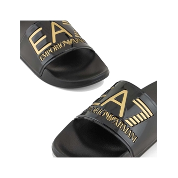 Chanclas EA7 Emporio Armani 7X000108 AF15118 PC001 shiny black/gold - Imagen 2