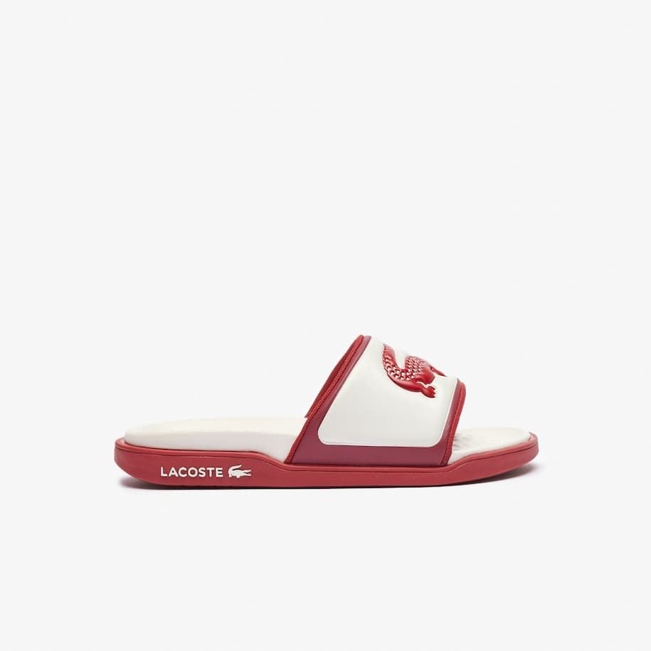 Chanclas Lacoste 47CFA0018 AIK serve slide dual off wht/ dk burg - Imagen 1