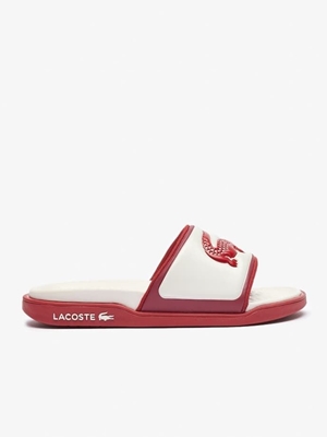 Chanclas Lacoste 47CFA0018 AIK serve slide dual off wht/ dk burg - Imagen 1