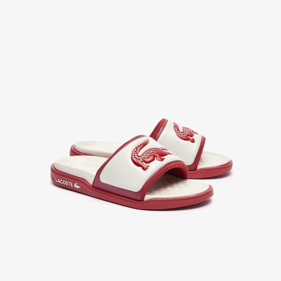 Chanclas Lacoste 47CFA0018 AIK serve slide dual off wht/ dk burg - Imagen 2