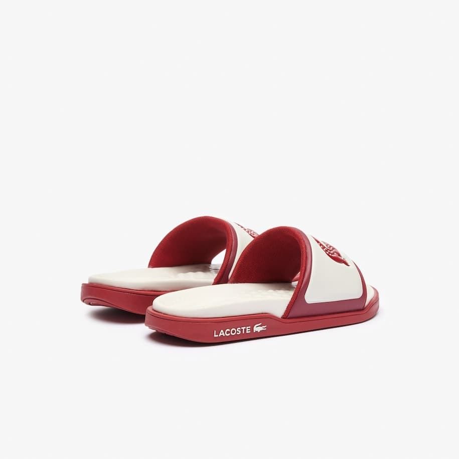 Chanclas Lacoste 47CFA0018 AIK serve slide dual off wht/ dk burg - Imagen 3