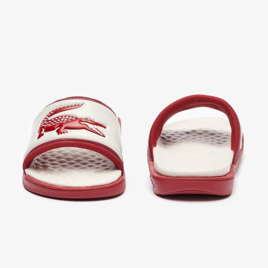 Chanclas Lacoste 47CFA0018 AIK serve slide dual off wht/ dk burg - Imagen 4