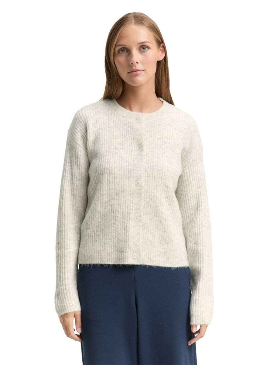 Chaqueta Tom Tailor Knit Cosy Rib Marble Beige Melange 1049062 10396 - Imagen 4