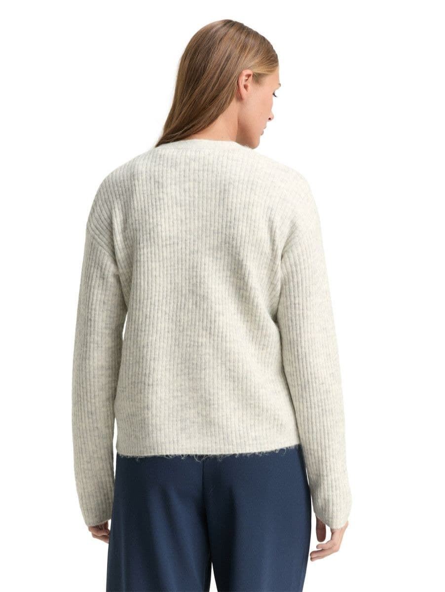 Chaqueta Tom Tailor Knit Cosy Rib Marble Beige Melange 1049062 10396 - Imagen 5