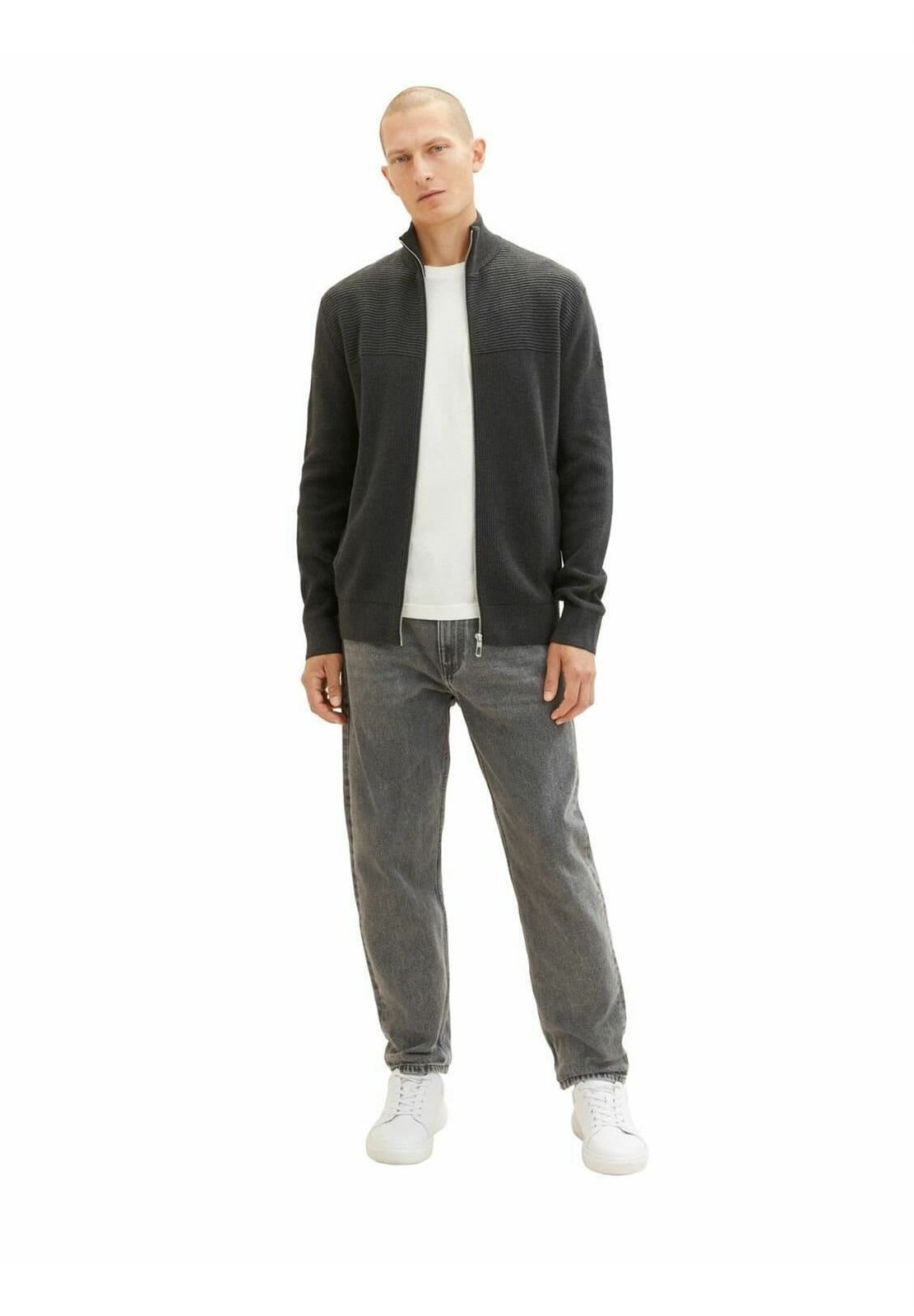 Chaqueta Tom Tailor Structured Knit Jacket Black Grey Melange - Imagen 1
