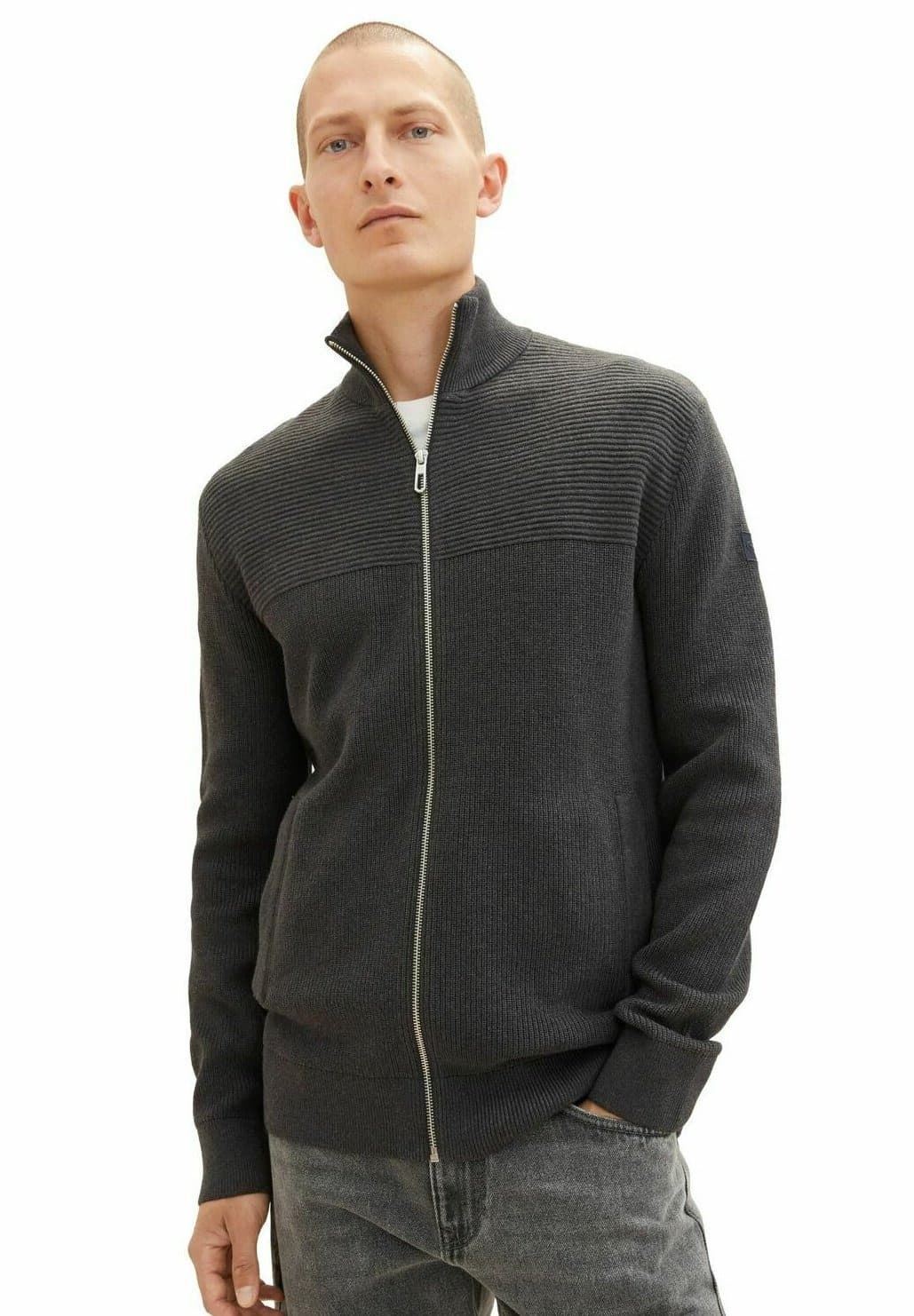 Chaqueta Tom Tailor Structured Knit Jacket Black Grey Melange - Imagen 2