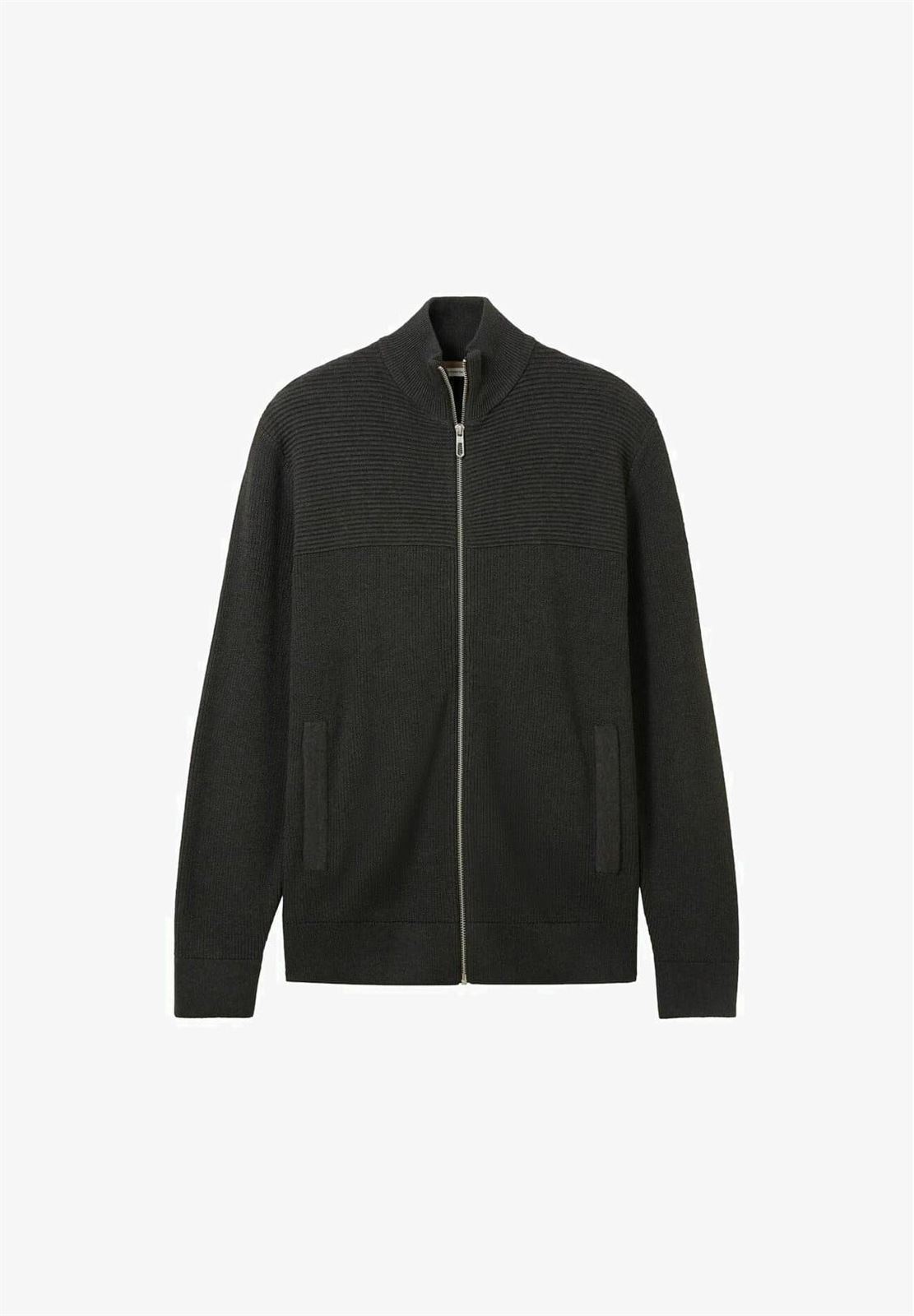 Chaqueta Tom Tailor Structured Knit Jacket Black Grey Melange - Imagen 5