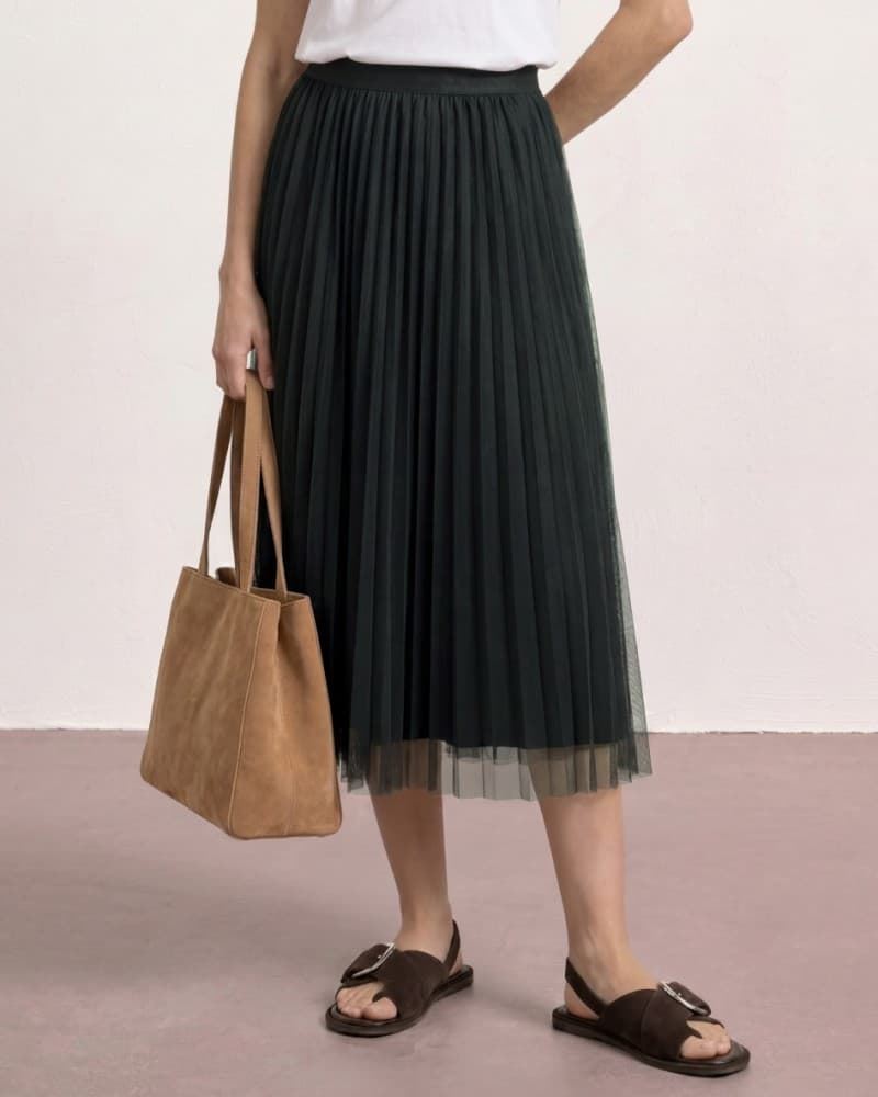 Falda STREET ONE 361940 17742 Midi Plissee Tuell Skirt Solid Black - Imagen 1