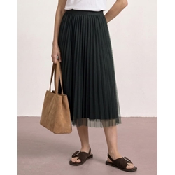 Falda STREET ONE 361940 17742 Midi Plissee Tuell Skirt Solid Black - Imagen 1