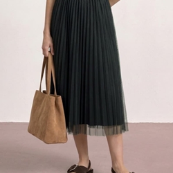 Falda STREET ONE 361940 17742 Midi Plissee Tuell Skirt Solid Black - Imagen 1