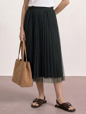 Falda STREET ONE 361940 17742 Midi Plissee Tuell Skirt Solid Black - Imagen 1
