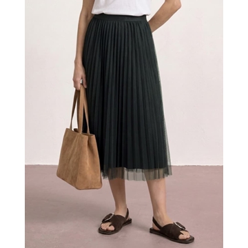 Falda STREET ONE 361940 17742 Midi Plissee Tuell Skirt Solid Black - Imagen 1