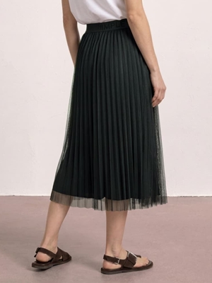 Falda STREET ONE 361940 17742 Midi Plissee Tuell Skirt Solid Black - Imagen 2