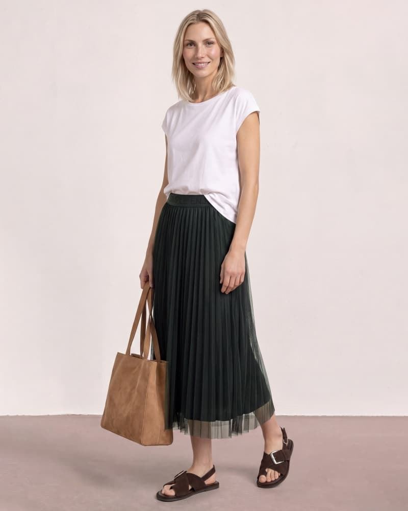 Falda STREET ONE 361940 17742 Midi Plissee Tuell Skirt Solid Black - Imagen 3