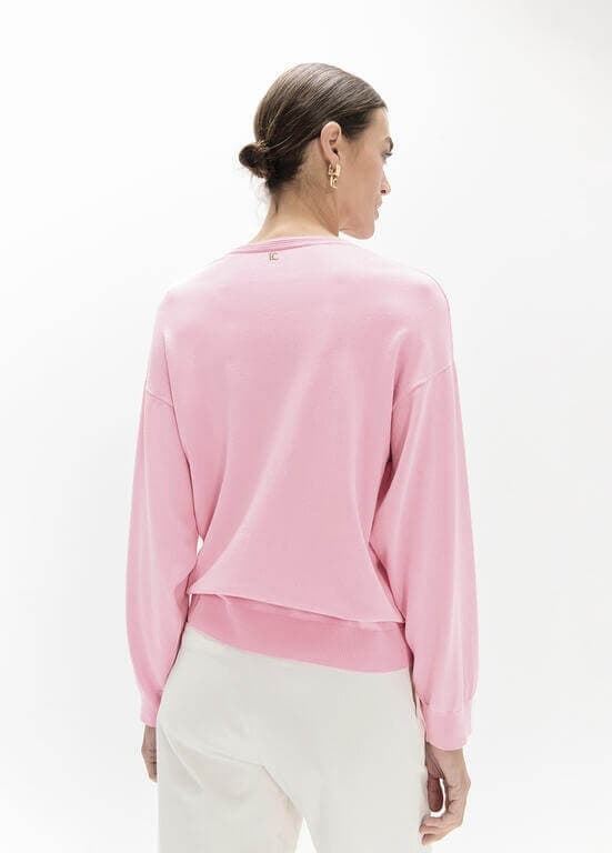 jersey cuello pico LOLA CASADEMUNT LF2611026 parches rosa - Imagen 3