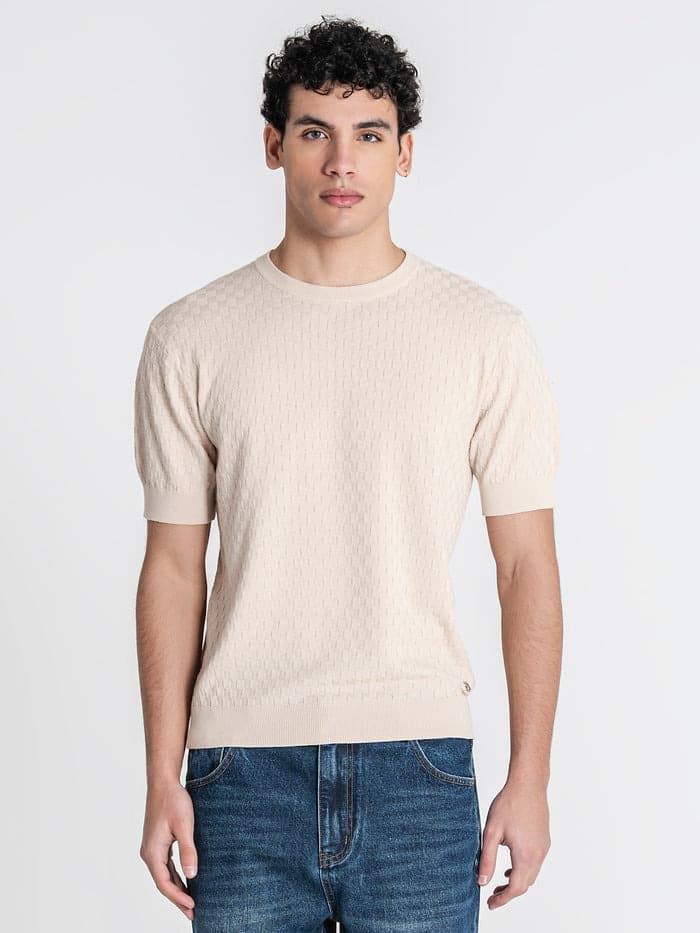 Jersey Gianni Kavanagh Beige Squared Knit GKM007883 - Imagen 1