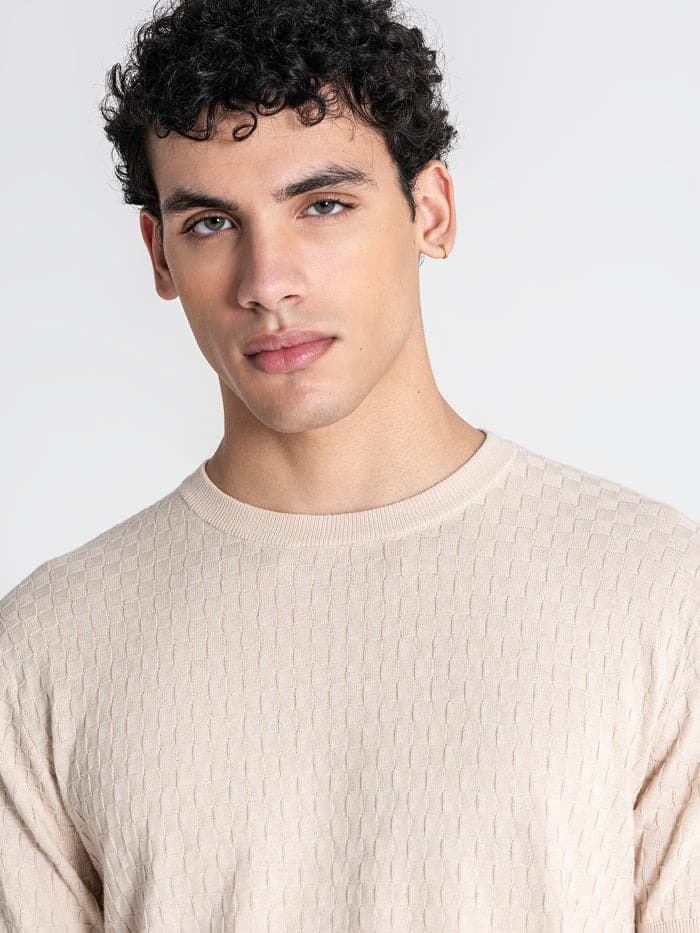 Jersey Gianni Kavanagh Beige Squared Knit GKM007883 - Imagen 2