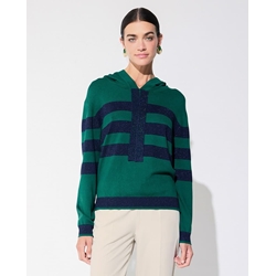 Jersey rayas capucha Lola Casademunt Verde y Azul LF261108 267 - Imagen 1