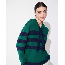 Jersey rayas capucha Lola Casademunt Verde y Azul LF261108 267 - Imagen 2