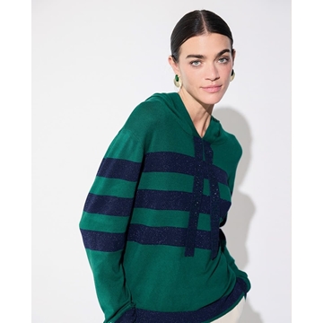 Jersey rayas capucha Lola Casademunt Verde y Azul LF261108 267 - Imagen 2