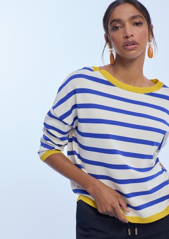Jersey Rayas Lola Casademunt Bicolor Crudo y Azul LS2611027 - Imagen 1