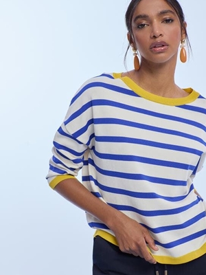 Jersey Rayas Lola Casademunt Bicolor Crudo y Azul LS2611027 - Imagen 1