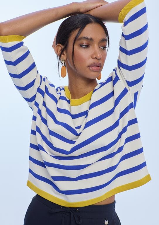 Jersey Rayas Lola Casademunt Bicolor Crudo y Azul LS2611027 - Imagen 2